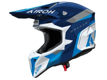Wraaap Conquer Motocrosshelm (blau / weiß / schwarz)