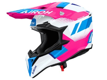 Wraaap Vision Motocrosshelm (weiß / blau / pink)