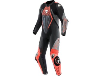 Audax D-Zip 1tlg. Perf. Lederkombi (Schwarz/Neonrot/Anthrazit)