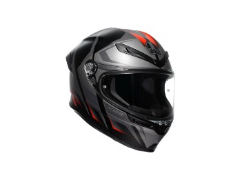 K6 S Karve Motorradhelm (Schwarzmatt/Grau/Rot)