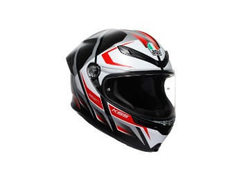 K6 S Karve Motorradhelm (Schwarzmatt/Weiß/Rot)