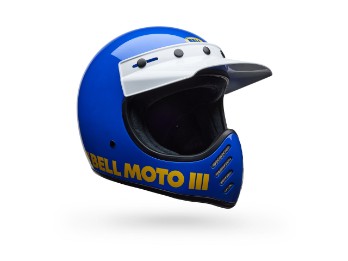 Moto-3 Classic Gloss Crosshelm (Blau)
