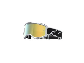 Vision 5 Rora Motorradbrille (Weiß/Schwarz/Gold verspiegelt)