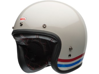 Custom 500 Stripes Jethelm ohne Visier (Weiß/Rot/Blau)