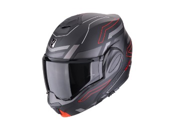 EXO-TECH EVO Conquer Motorradhelm (Schwarzmatt/Rot)