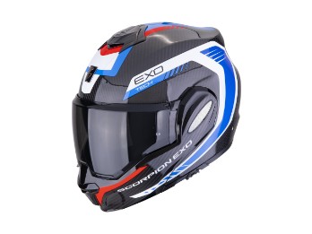EXO-TECH EVO CARBON Cosy Motorradhelm (Schwarz/Blau/Rot)