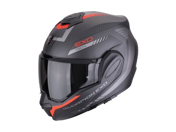 EXO-TECH EVO CARBON Cosy Motorradhelm (Schwarzmatt/Rot)