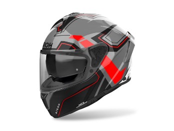 Spark 2 Dart Motorradhelm (Grau/Schwarz/Rot)