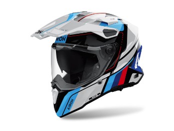 Commander 2 Skip Motorradhelm (Weiß/Schwarz/Blau/Rot)