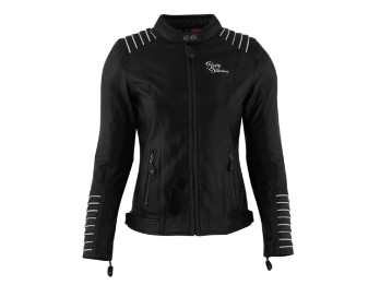 Amanda Lederjacke Damen (schwarz/weiß)