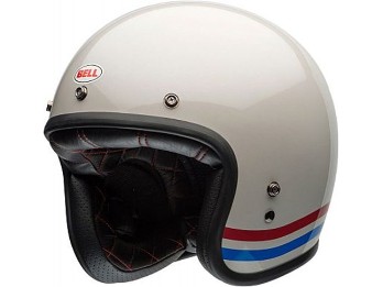 Custom 500 Stripes Jethelm ohne Visier (Weiß/Rot/Blau)
