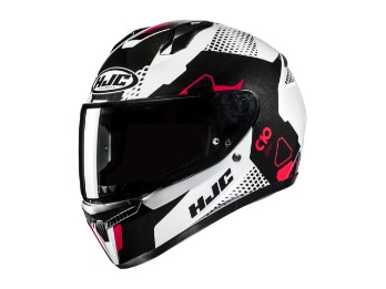 C10 Aspa MC1 Motorradhelm (Weiß/Schwarz/Rot)