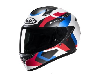 C10 Tins Integralhelm (schwarzmatt/weiß/blau/rot)