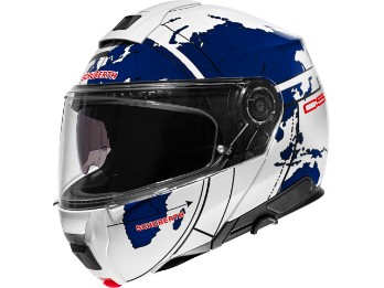 C5 ECE Globe Blue Motorradhelm (weiß/blau)
