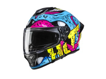 C71 Squeeze Motorradhelm (Blau/Pink/Gelb)