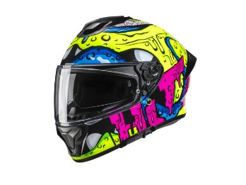 C71 Squeeze Motorradhelm (Gelb/Blau/Pink)