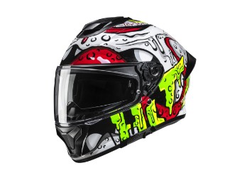 C71 Squeeze Motorradhelm (Weiß/Rot/Grün)