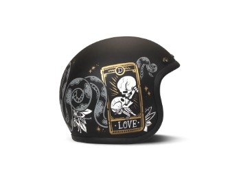 Retro Cards Motorradhelm (Schwarz/Grau/Gold)