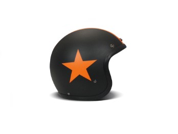 Retro Star Orange Motorradhelm (Schwarzmatt/Orange)