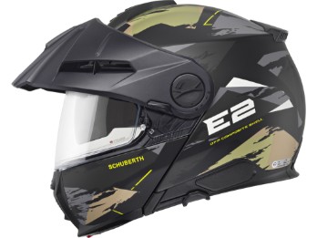 E2 Trail Green Motorradhelm (Schwarzmatt/Grün/Grau)