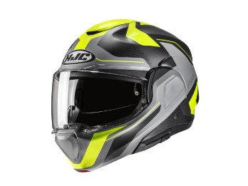 F100 Bios Motorradhelm (Schwarzmatt/Grau/Gelb)