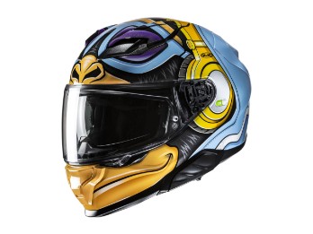F71 Monkey DJ Motorradhelm (Gelb/Blau/Violett)