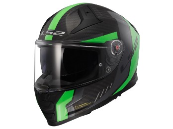 FF811 Vector II Carbon Grid Motorradhelm (Schwarzmatt/Fluogrün)