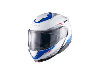 X.Lifetour Globe Motorradhelm (Weiß/Blau/Rot)