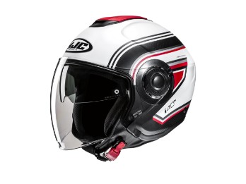i40N Linia MC1SF Motorradhelm (Weiß/Schwarzmatt/Rot)