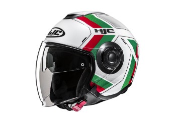 i40N MC41 Motorradhelm (Weiß/Rot/Grün)