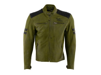 Jari Lederjacke inkl. Umverpackung Herren (grün/schwarz)