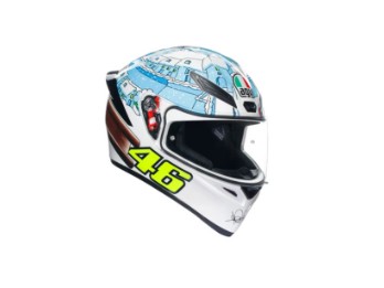 K1 S Rossi Winter Test 2017 Integralhelm(Weiß/Blau/Braun)