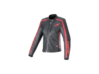 Stella Dyno Lederjacke Damen (Schwarz/Rot)