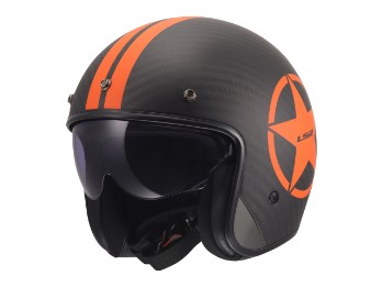 OF601 Bob II Carbon Star Motorradhelm (Schwarzmatt/Carbon/Orange)