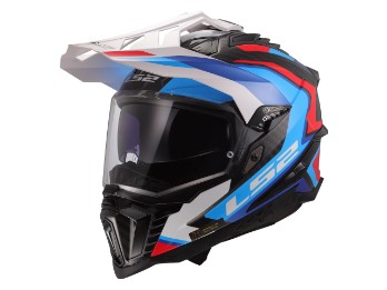 MX701 Carbon Explorer Frontier II Motorradhelm (Weiß/Blau/Rot)