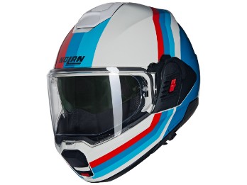 N120-1 N-Com Lineo 347 Motorradhelm (Weiß/Blau/Rot)