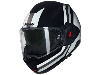 N120-1 N-Com Lineo 348 Motorradhelm (Schwarz/Weiß/Silber)