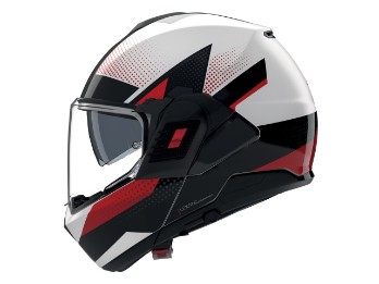 N120-1 N-Com Ciclone Motorradhelm (Weiß/Schwarz/Rot)