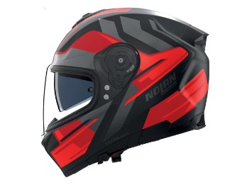 N80-8 N-Com Trittico Motorradhelm (Schwarzmatt/Rot/Anthrazit)