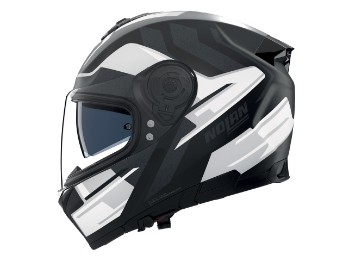 N80-8 N-Com Trittico Motorradhelm (Schwarzmatt/Weiß/Anthrazit)