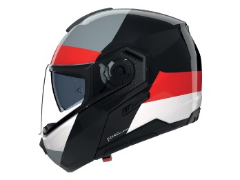 N90-3 N-Com Blocco Motorradhelm (Schwarz/Rot/Grau/Weiß)