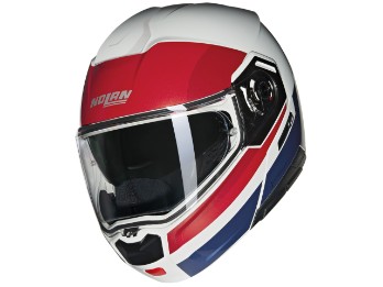 N90-3 N-Com Roboto 345 Motorradhelm (Weiß/Rot/Blau)