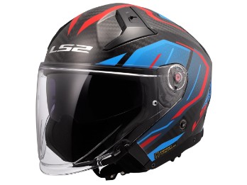 OF603 Infinity II Carbon Urus Motorradhelm (Blau/Rot/Carbon)
