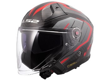 OF603 Infinity II Urus Motorradhelm (Schwarz/Rot/Carbon)