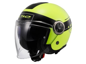 OF620 Classy Classic Motorradhelm (Schwarz/Fluogelb)