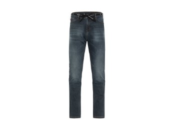 Straight Fit Washed Motorrradjeans Herren (blau)