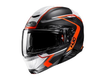 RPHA 91 Carbon Lagos MC6HSF Motorradhelm (Schwarzmatt/Weiß/Orange)