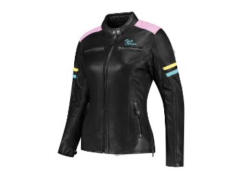 Joyce V2 Motorrad Lederjacke Damen (Schwarz/Pastel)