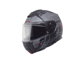 C5 ECE Globe Motorradhelm (Schwarz/Grau/Rot)