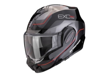 Exo-Tech Evo Pro Commuta Klapphelm (Schwarz/Silber/Rot)